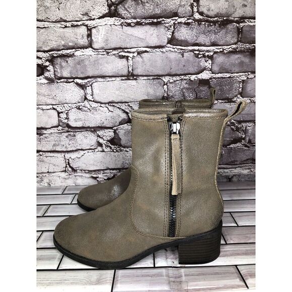 Clarks Metallic Leather Taupe Nevella Devon Zip Ankle Boots Women 7.5M US/38EU - Picture 14 of 16